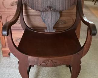 Wood Carved Saddle Chair