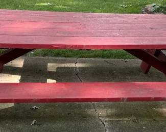 Wooden Red Picnic Table