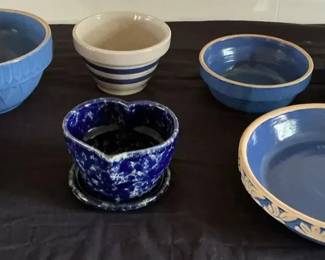 7 Pieces Of Pottery Roseville, Ruckles, Locally Made