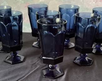 Cobalt Blue Pedestal Drinking Glasses