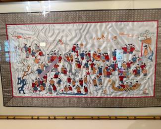 Chinese 100 Children Scene on Fabric