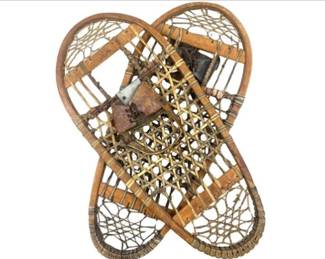 Vintage C.A. Lund U.S. Bear Paw Wooden Snowshoes