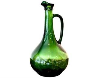 Emerald Green Glass Decanter - Signed & Numbered On Base