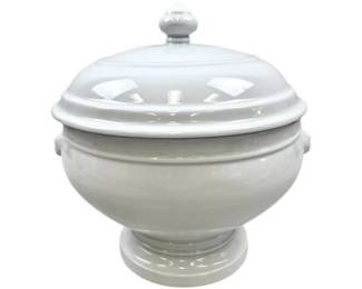 Pillivuyt Vintage White Porcelain Soup Tureen With Lion's Head