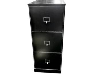 Black Three Door Filing Cabinet With Label Holders