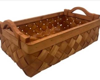 Rectangular Wooden Wood Chip Basket With Handles