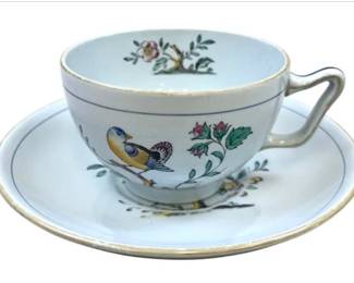 Spode Queens Bird Cups & Saucers - 7 cups and 8 saucers