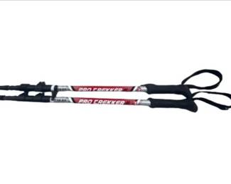 Pair Of Yukon Pro Trekker Trekking Poles With Black And Red Design