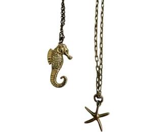 Starfish Necklace And Seahorse Necklace With Rhinestones