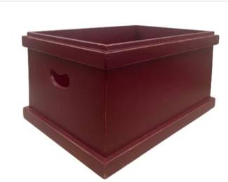 Vintage Distressed Red Wooden Toy Or Storage Box With Cutout Handles