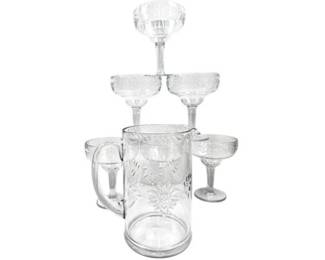Lucite Margarita Glasses With Pitcher - Set Of 6