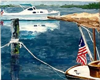 Original Painting By Darien Artist Robert Johnson - Cruising By