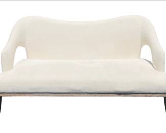 Mid-Century Danish Bo64 Style Curved Back Sofa In Bouclé