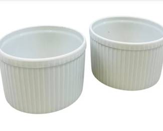 Pillivuyt White Porcelain French Ribbed Ramekins - Mini Soufflé