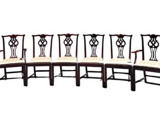 Hickory Chippendale Mahogany Dining Chairs (6)