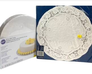 New! Sensations 12 Inch Lace Doilies (12) And Wilton 10 Inch Cake Circles (12)