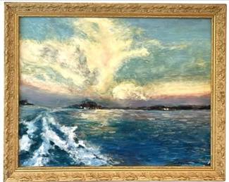 Original Painting By Darien Artist Robert Johnson - Cruising The Sound