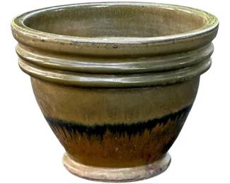 Medium Ceramic Planter With Green Glazed Finish
