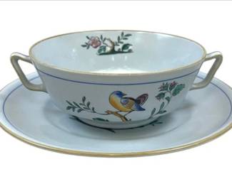 Spode Queens Bird Boullion Cup & Saucer Set