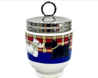 Royal Worcester Egg Coddler With Scottie Design And Plaid Design