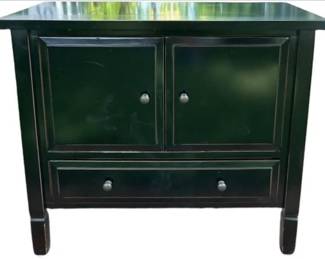 Crate & Barrel Black Footed Cabinet With Cupboard & Drawer