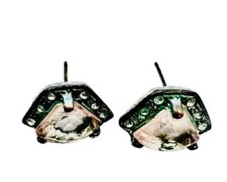 Synthetic Quartz & Crystal Design Earrings - Signed “Avon”