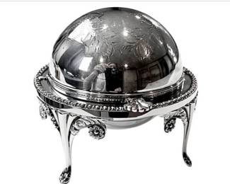English Silver Plate Retractable Dome Top Butter Dish With Interior Glass Liner - Signed