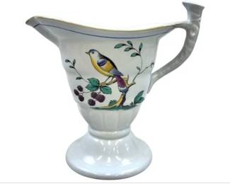 Spode Queens Bird Creamer With Octagonal Shape And Bird Motif