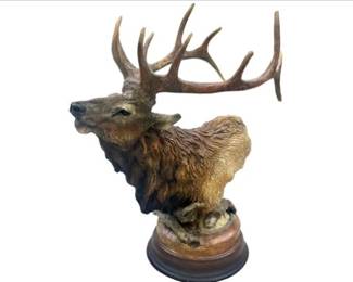 Primal Call Elk Hand Painted Sculpture By Stephen Herrero