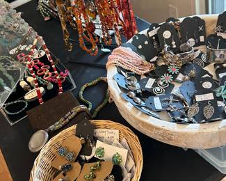 Sterling and costume earrings, necklaces