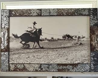 69x45 photo on canvas, tin custom frame