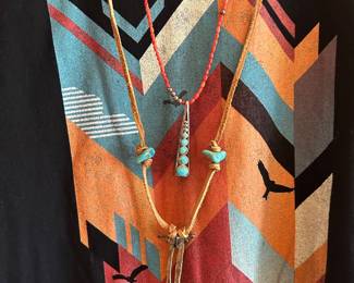 Vintage tshirts, turquoise jewelry 