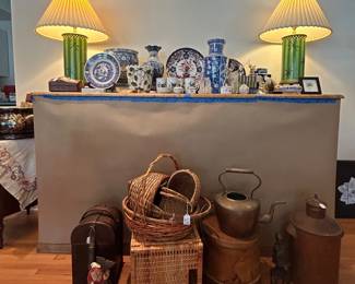 Blue and white, dragonfly lamps
