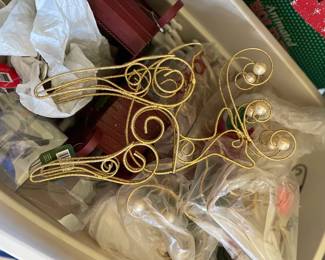 Variety of holiday decorations - Reindeer, Sleighs, all brand new in packaging