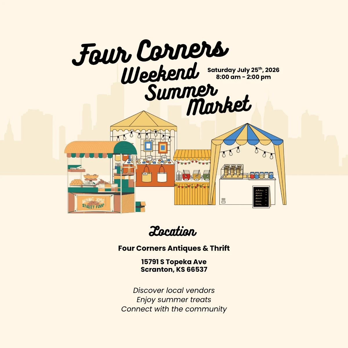 Summer Market Poster 18 x 18 in