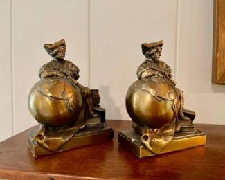 004-DEN: Pair of PM Co. “World Explorer” Figural Bookends
