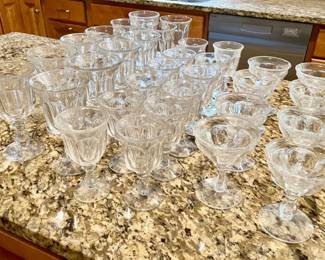 061-KIT: 32-Piece Vintage Pressed Glass Stemware Collection