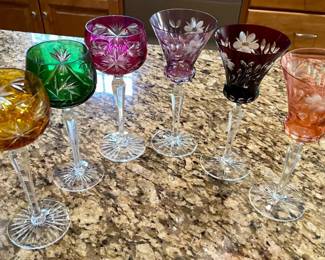 063-KIT: Six Vintage Colored Stemware Glasses