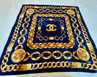 054-MBRUP: Blue Chanel Silk Scarf