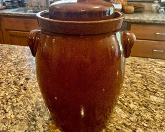 086-KIT: Large Brown Glazed Stoneware Lidded Fermentation Crock