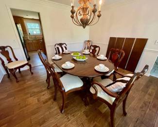 002-DR: Large Mahogany Dining Table and 8 Chairs