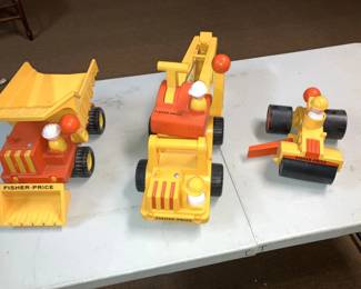 128-BON: Vintage Fisher-Price Construction Vehicle Trio
