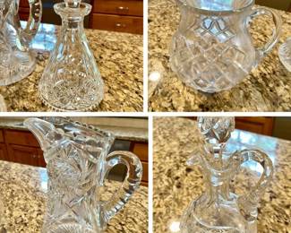 065-KIT: Cut Crystal Pitcher, Decanters & Serving Cruets