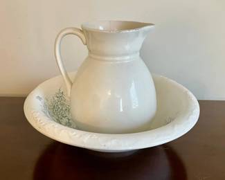 016-MBR: Vintage Laughlin Wash Basin and Ironstone Pitcher