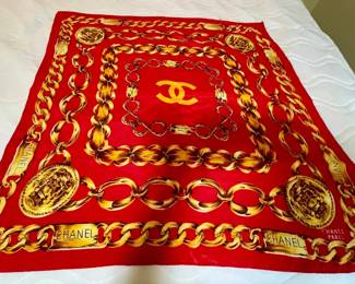 055-MBRUP: Red Chanel Silk Scarf