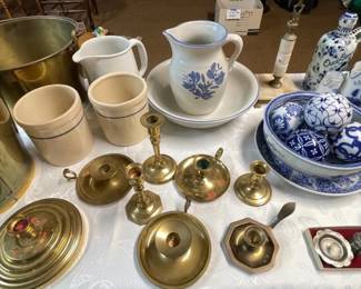 114-BON: Blue & White & Ceramic & Brass Assortment