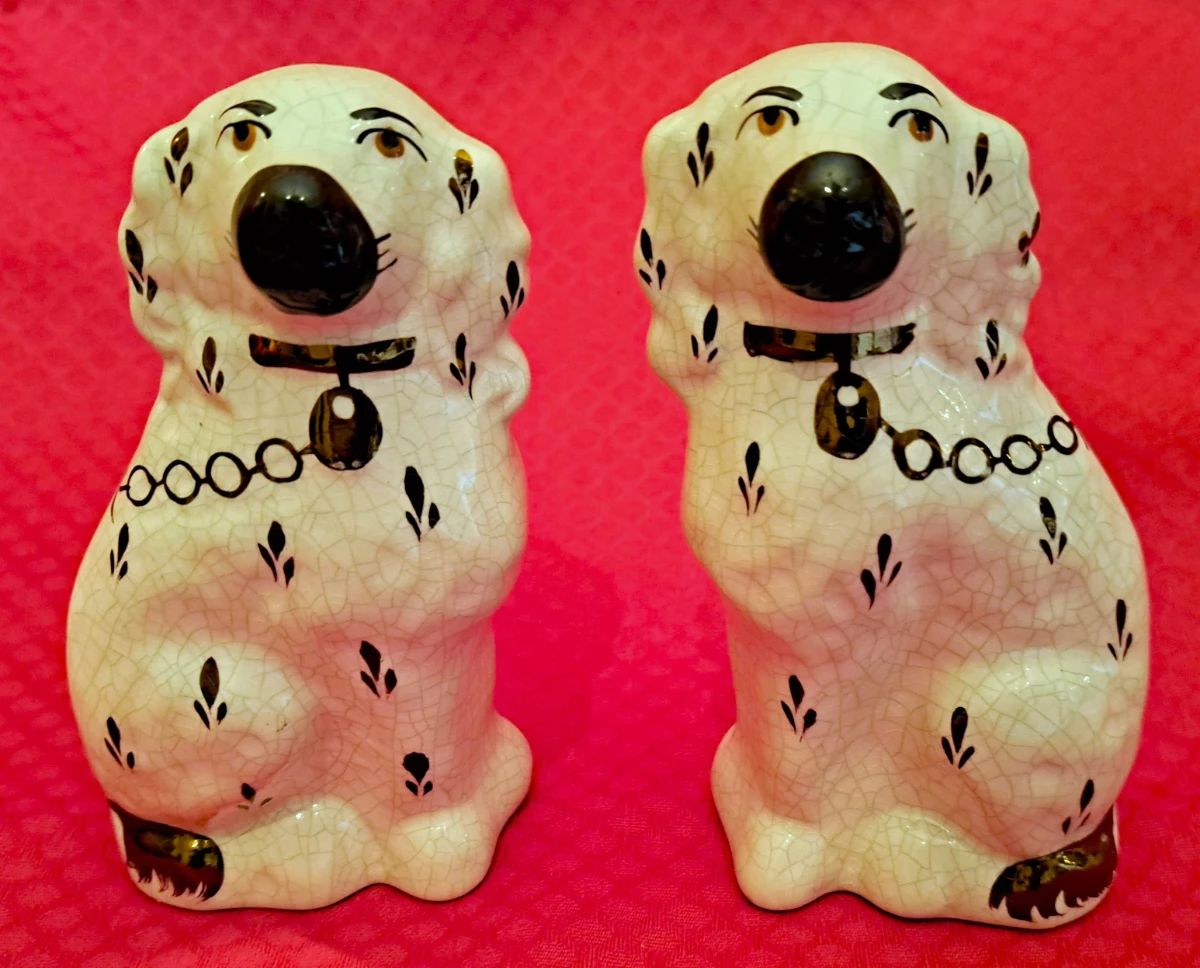 SIGNED STAFFORDSHIRE SPANIEL DOGS