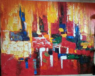 LARGE SIGNED ART THICK TEXTURE