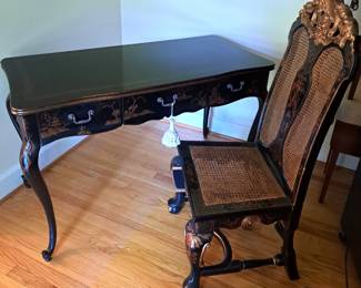 CHELSEA HOUSE DESK & ASIAN INSPIRED CHAIR (UNSIGNED)