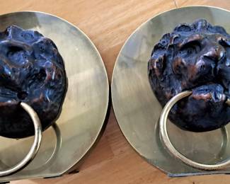 BOOKENDS LION FACES